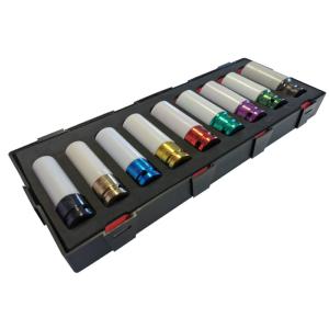 COFFRET DE 9 DOUILLES A CHOC 1/2" POUR JANTES ALUMINIUM