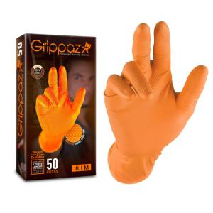 GANTS GRIPPAZ EN NITRILE SANS SILICONE ORANGES TAILLE M - 50 GANTS