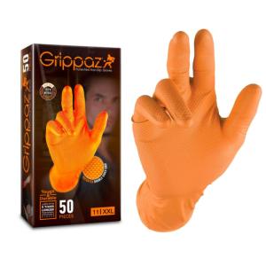 GANTS GRIPPAZ EN NITRILE SANS SILICONE ORANGES TAILLE XXL - 50 GANTS