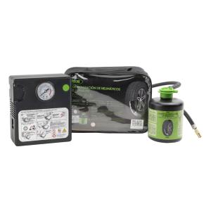 KIT REPARATON CREVAISON PNEUS, COMPRESSEUR + LIQUIDE ANTI-CREVAISON
