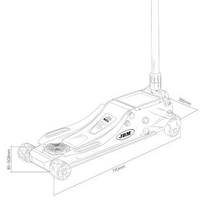 CRIC ROULEUR HYDRAULIQUE 3T SUR BATTERIE, HAUTEUR LEVAGE MAX 508 MM