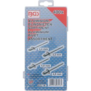 RIVET POP AVEUGLE 2.4, 3.2, 4, 4.8 - BOITE ASSORTIMENT 400 RIVETS BGS