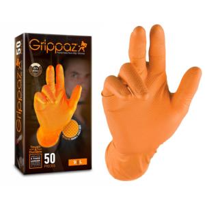 GANTS GRIPPAZ EN NITRILE SANS SILICONE ORANGES TAILLE L - 50 GANTS