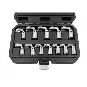 TETES DE CLES A FOURCHE ARTICULEES A TUYAUTER CROWFOOT - 12 PIECES