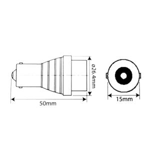 AMPOULE LED P21W, 12 VOLTS 21 WATTS CULOT BA15S TYPE POIRETTE