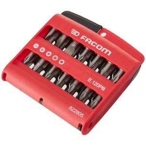 FACOM JEU 28 EMBOUTS DE VISSAGE PLAT, CRUCIFORME PH PZ, 6 PANS, TORX