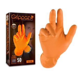 GANTS GRIPPAZ EN NITRILE SANS SILICONE ORANGES TAILLE XL - 50 GANTS